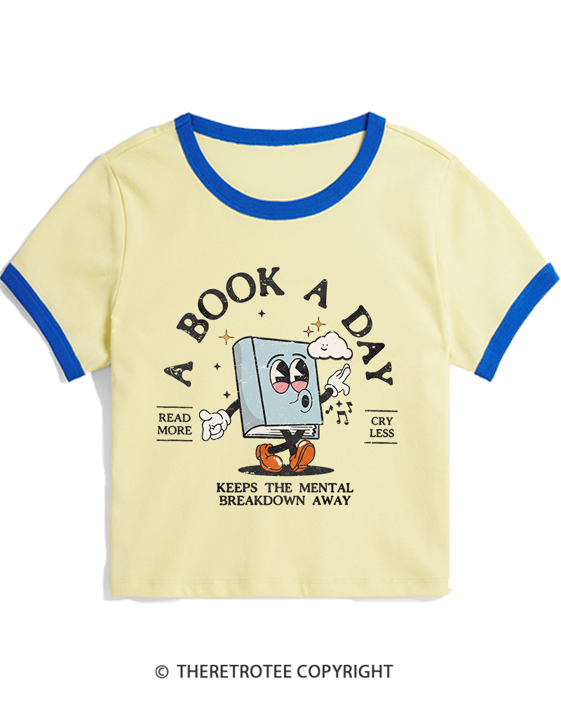 TheRetroTee A Book a Day Keeps The Mental Breakdown Away Women's Ringer T-shirt