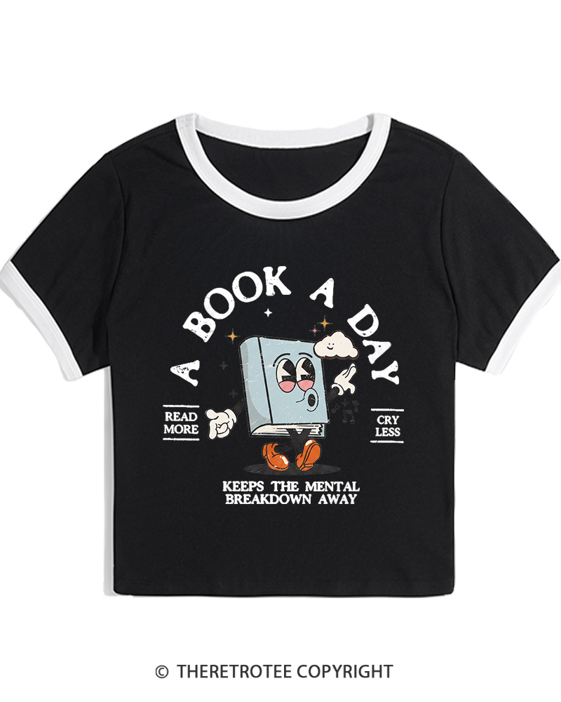 TheRetroTee A Book a Day Keeps The Mental Breakdown Away Women's Ringer T-shirt