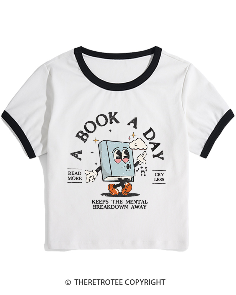 TheRetroTee A Book a Day Keeps The Mental Breakdown Away Women's Ringer T-shirt