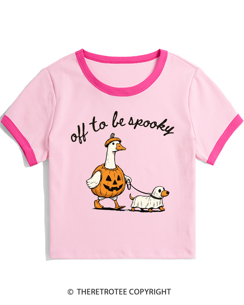 TheRetroTee Off To Be Spooky 1990s Women Ringer T-shirt