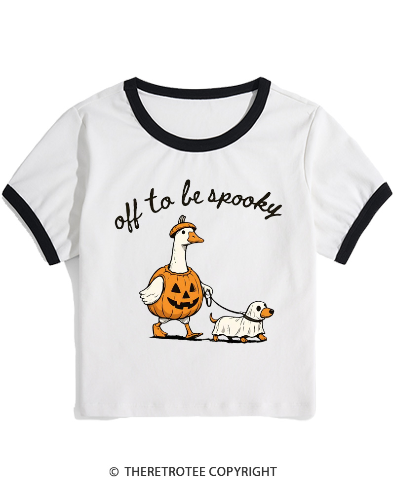 TheRetroTee Off To Be Spooky 1990s Women Ringer T-shirt