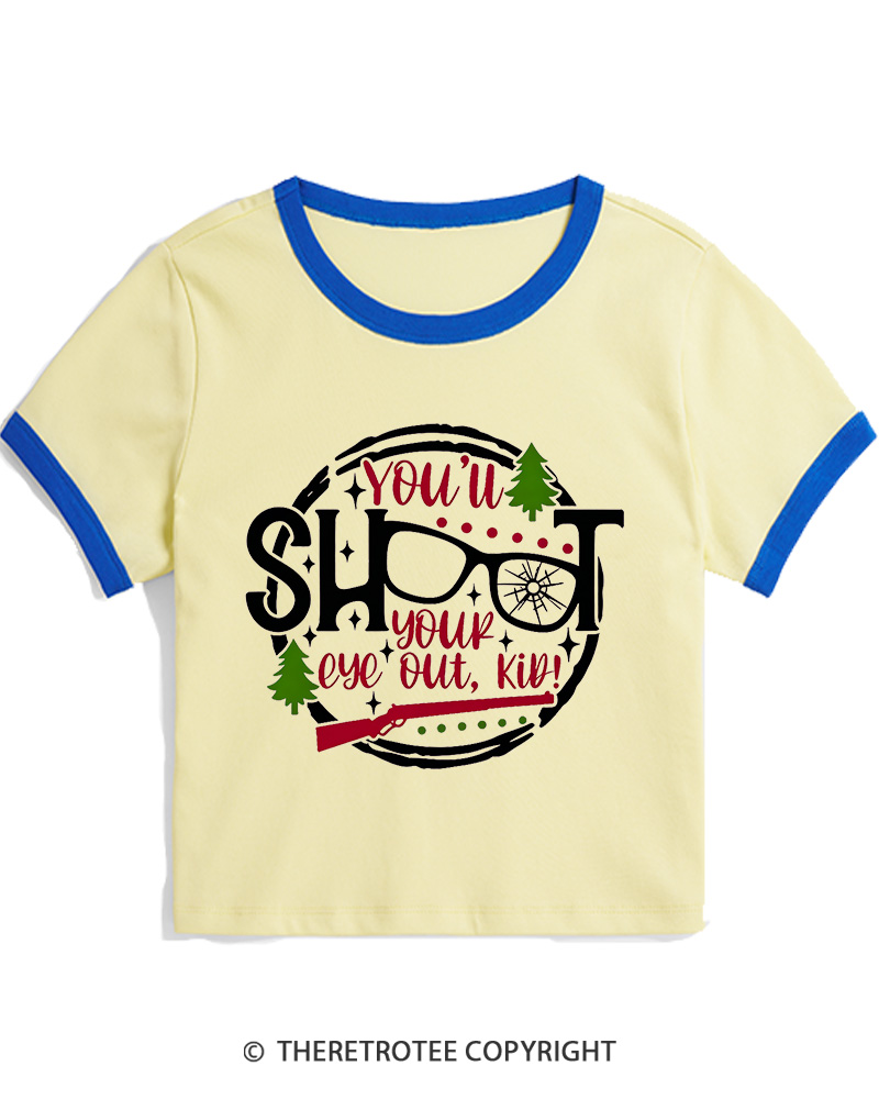 TheRetroTee You’ll Shoot Your Eye Out 1980s Christmas Women Ringer T-shirt
