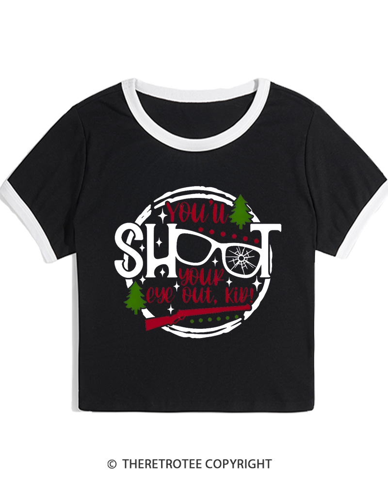 TheRetroTee You’ll Shoot Your Eye Out 1980s Christmas Women Ringer T-shirt