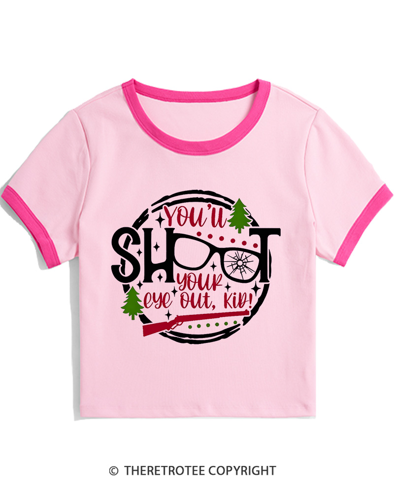 TheRetroTee You’ll Shoot Your Eye Out 1980s Christmas Women Ringer T-shirt