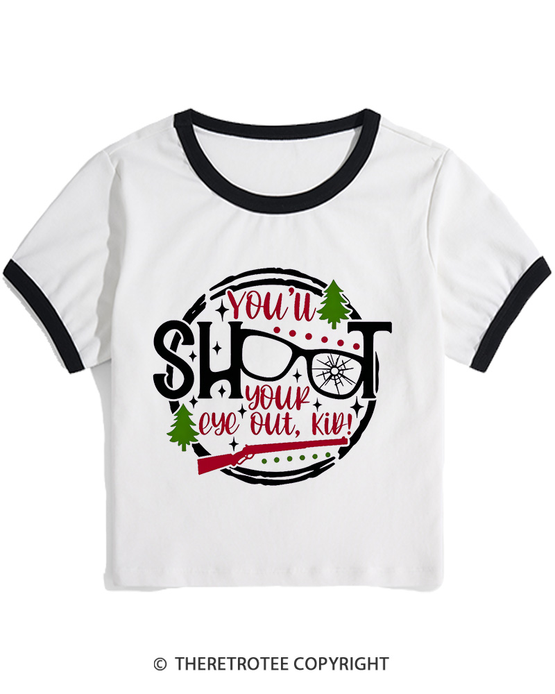 TheRetroTee You’ll Shoot Your Eye Out 1980s Christmas Women Ringer T-shirt
