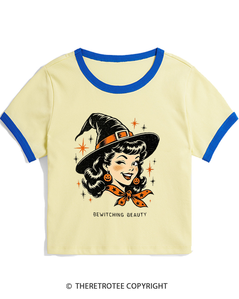TheRetroTee Bewitching Beauty 1950s Women's Ringer T-Shirt
