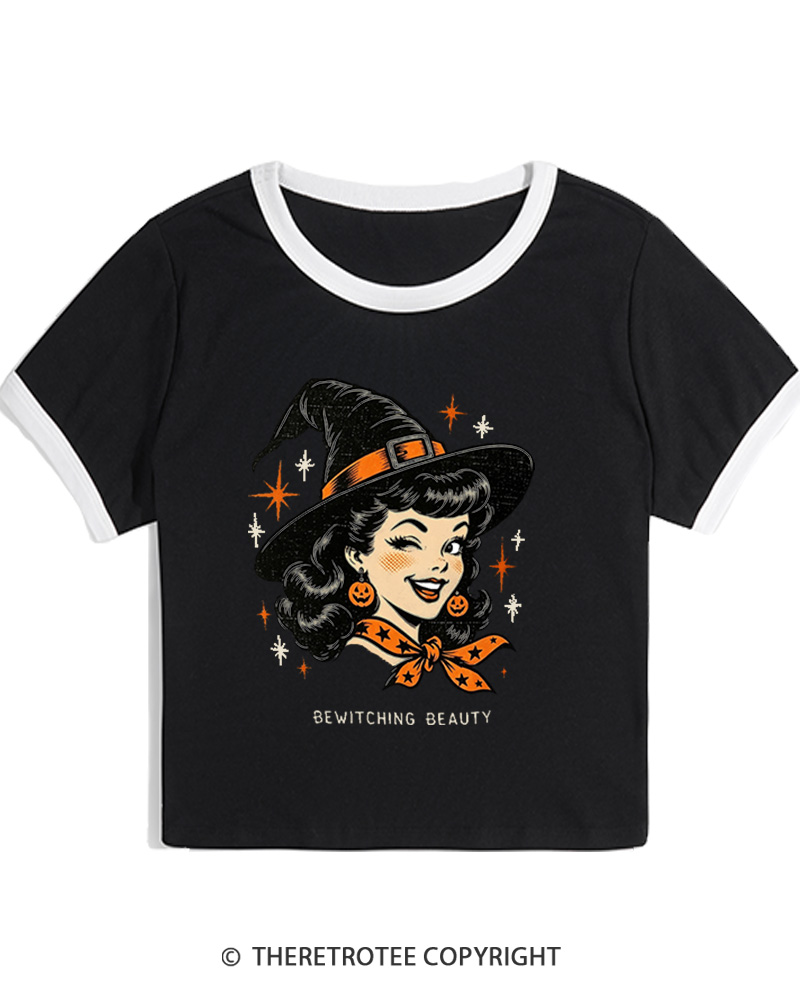 TheRetroTee Bewitching Beauty 1950s Women's Ringer T-Shirt