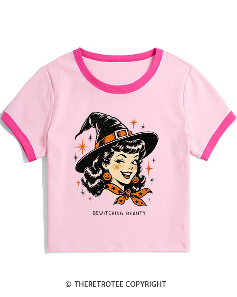 TheRetroTee Bewitching Beauty 1950s Women's Ringer T-Shirt