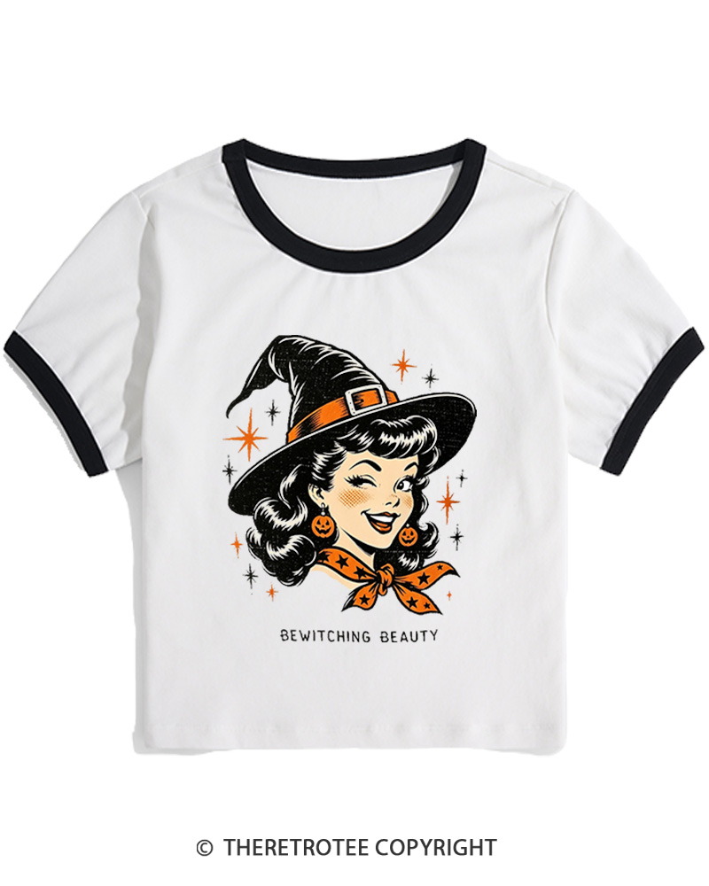 TheRetroTee Bewitching Beauty 1950s Women's Ringer T-Shirt