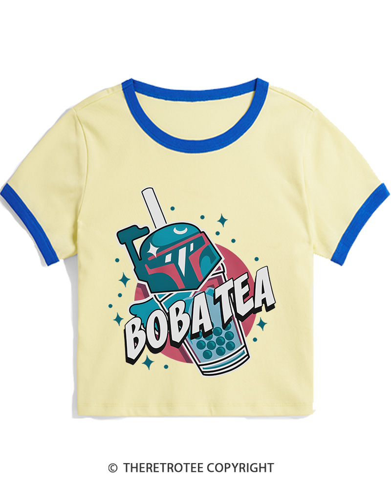 TheRetroTee Boba Tea 1980s Women's Ringer T-shirt