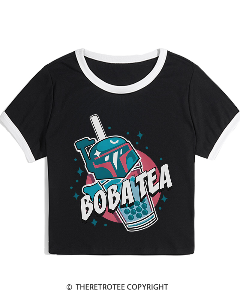 TheRetroTee Boba Tea 1980s Women's Ringer T-shirt