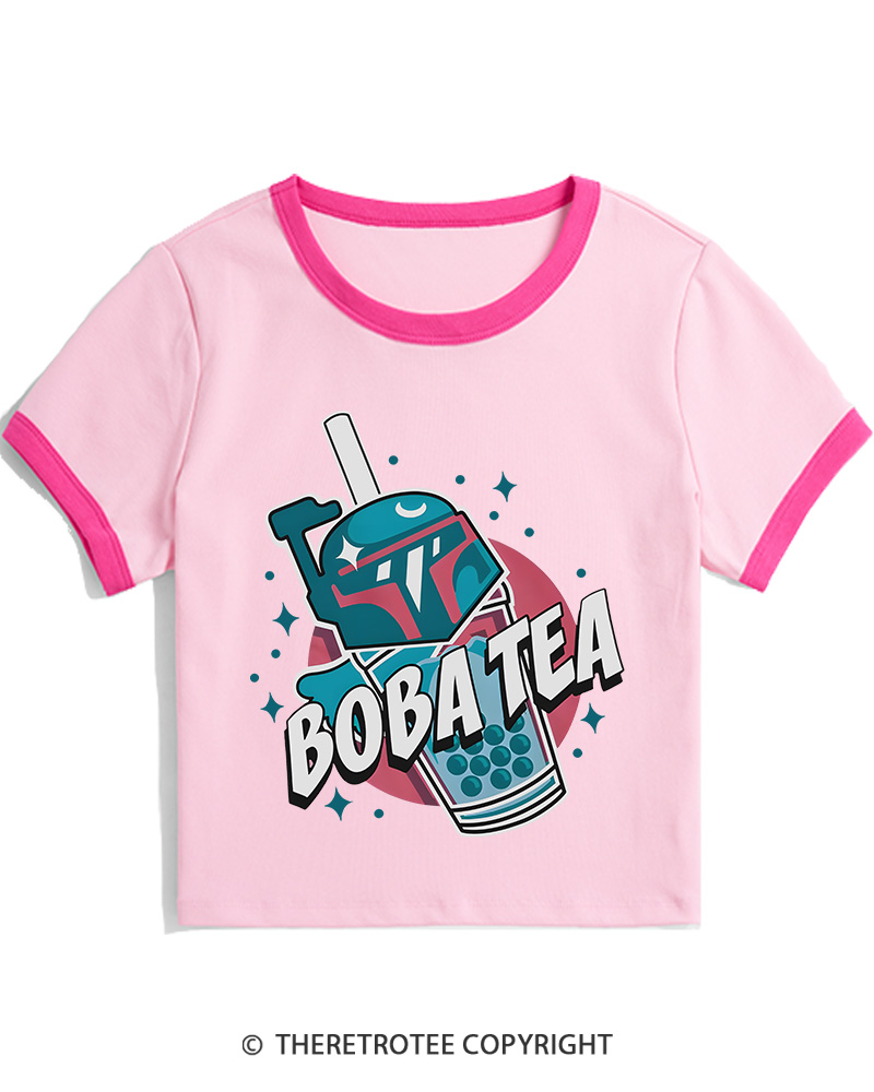 TheRetroTee Boba Tea 1980s Women's Ringer T-shirt
