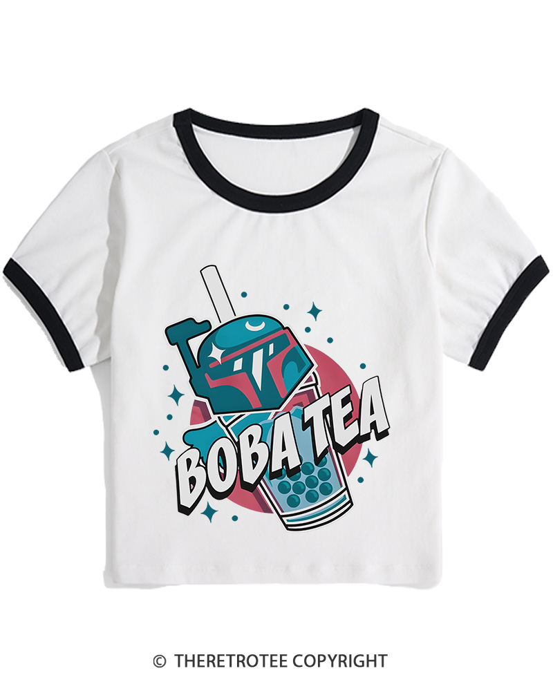 TheRetroTee Boba Tea 1980s Women's Ringer T-shirt