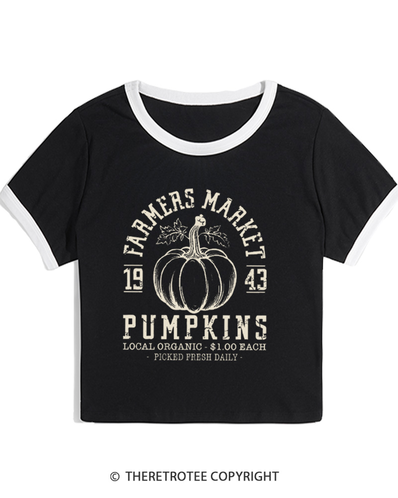 TheRetroTee Farmers Market  1940s Women Ringer T-shirt