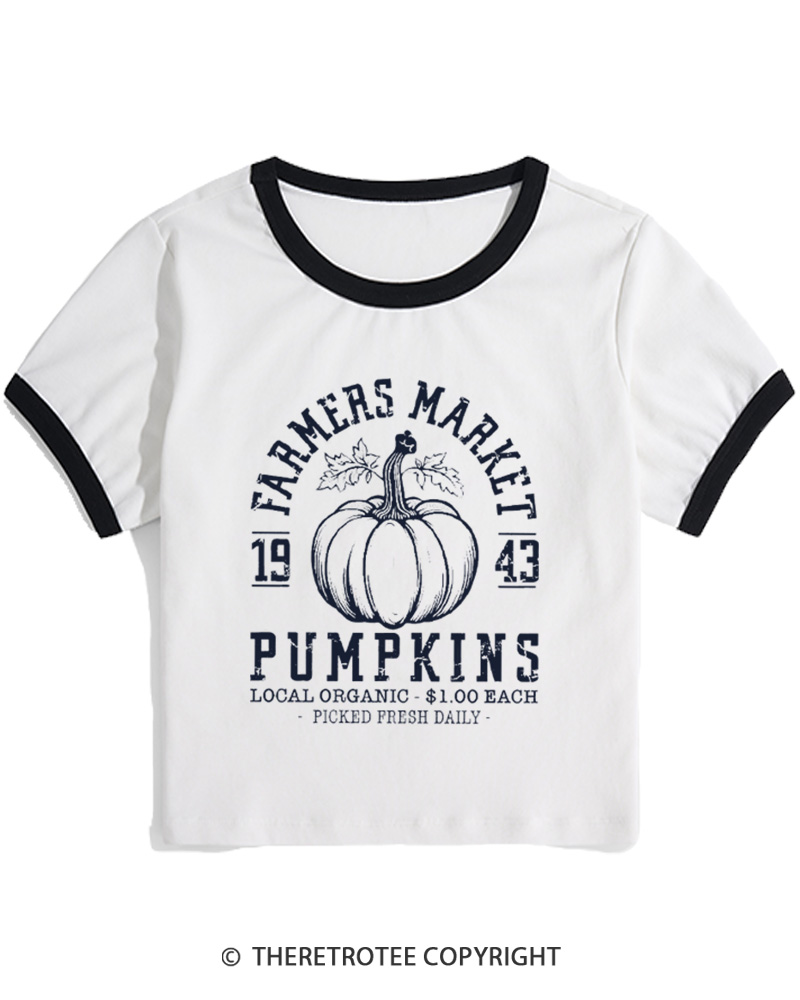 TheRetroTee Farmers Market  1940s Women Ringer T-shirt