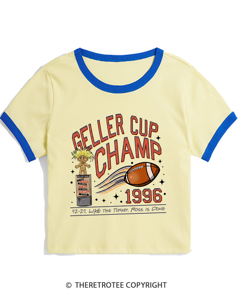 TheRetroTee Geller Bowl 1990s Women's Ringer T-shirt