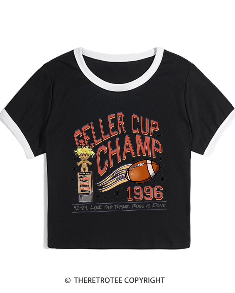 TheRetroTee Geller Bowl 1990s Women's Ringer T-shirt