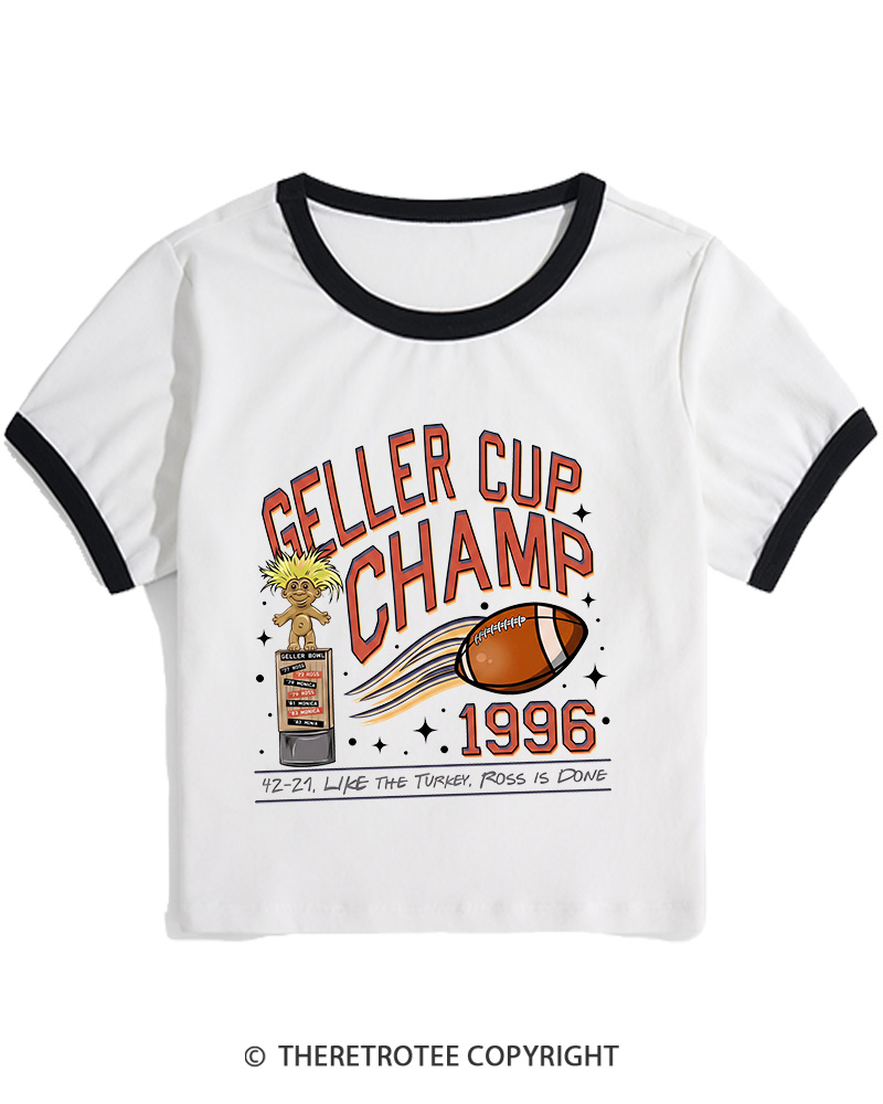 TheRetroTee Geller Bowl 1990s Women's Ringer T-shirt