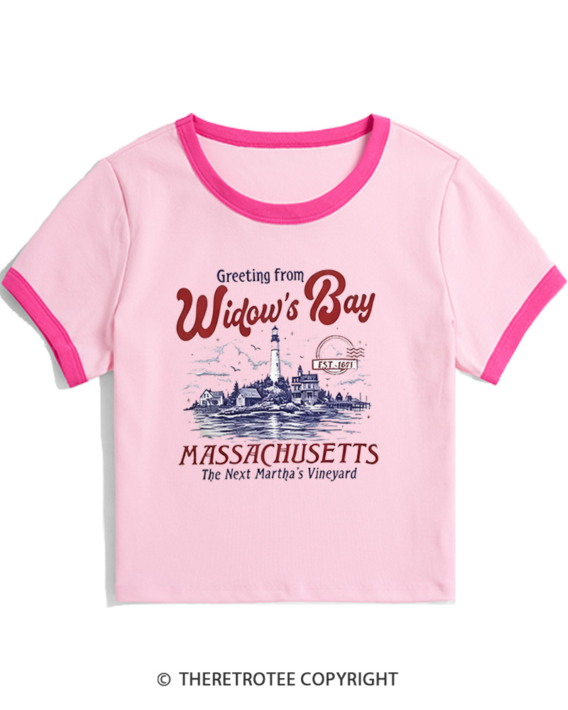 TheRetroTee Getting On Widow’s Bay 1980s Women's Ringer T-Shirt
