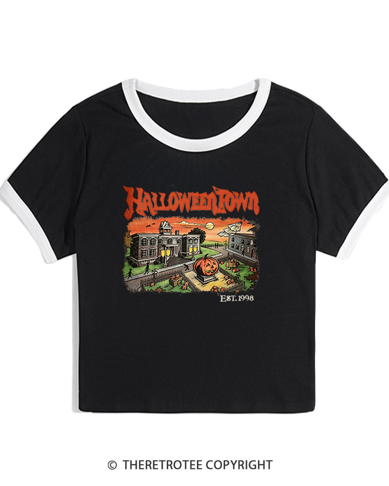 TheRetroTee Halloween 1980s Women's Ringer T-Shirt