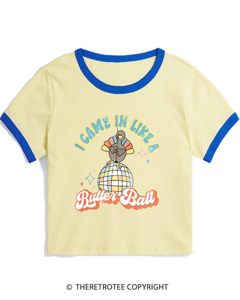TheRetroTee I Came In Like A Butterball 1970s Women's Ringer T-Shirt