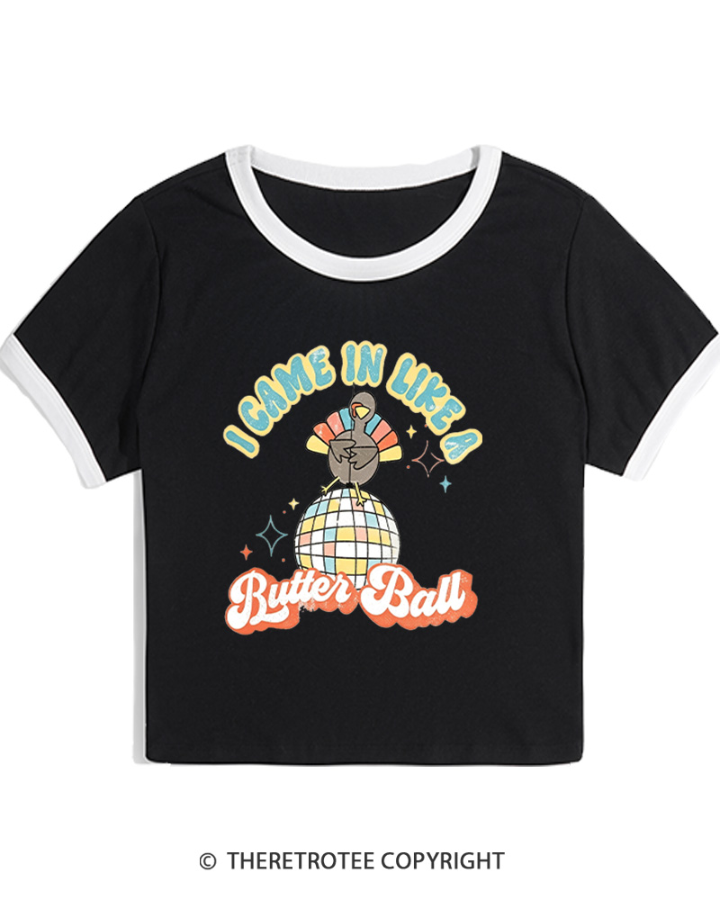 TheRetroTee I Came In Like A Butterball 1970s Women's Ringer T-Shirt