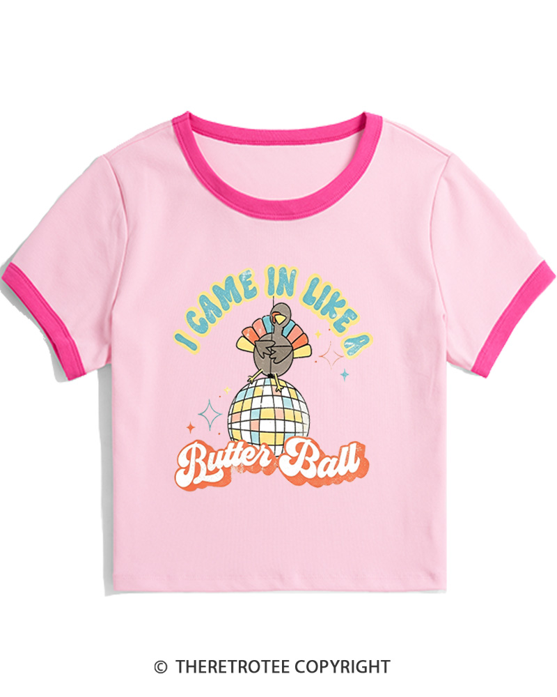 TheRetroTee I Came In Like A Butterball 1970s Women's Ringer T-Shirt