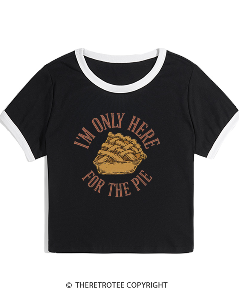 TheRetroTee I’m Only Here For The Pie 1980s Women Ringer T-shirt