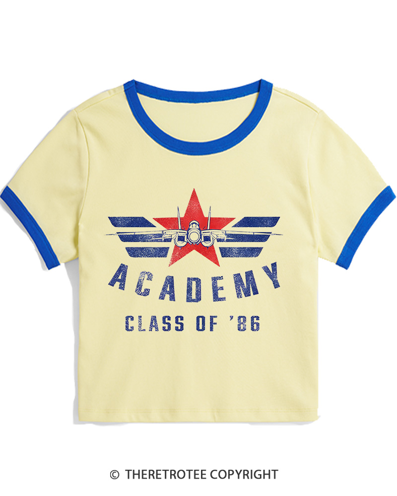 TheRetroTee Academy '86 1980s Women's Ringer T-shirt