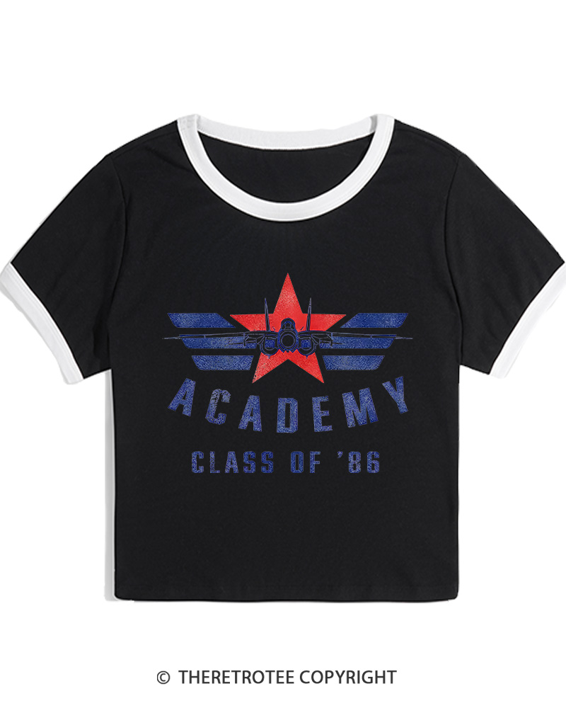 TheRetroTee Academy '86 1980s Women's Ringer T-shirt