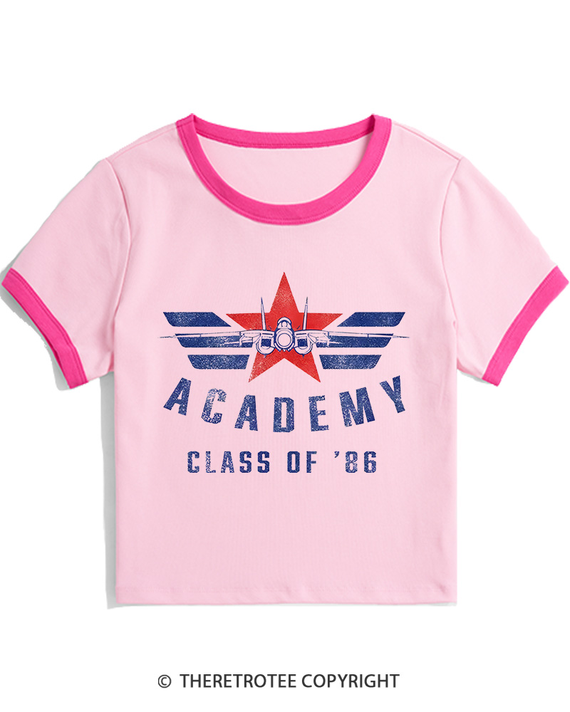 TheRetroTee Academy '86 1980s Women's Ringer T-shirt