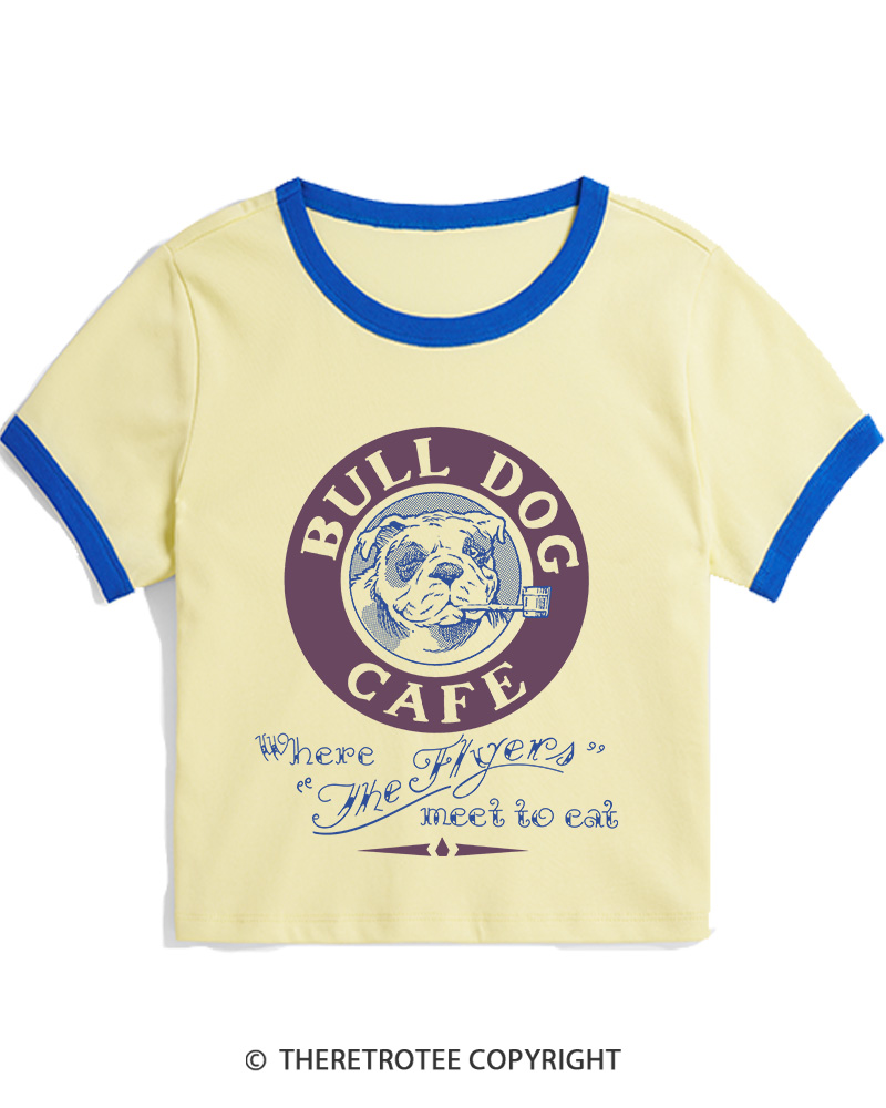 TheRetroTee Bulldog Cafe 1980s Women's Ringer T-shirt