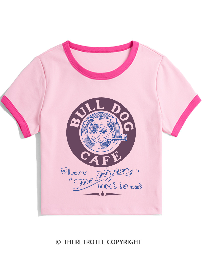 TheRetroTee Bulldog Cafe 1980s Women's Ringer T-shirt