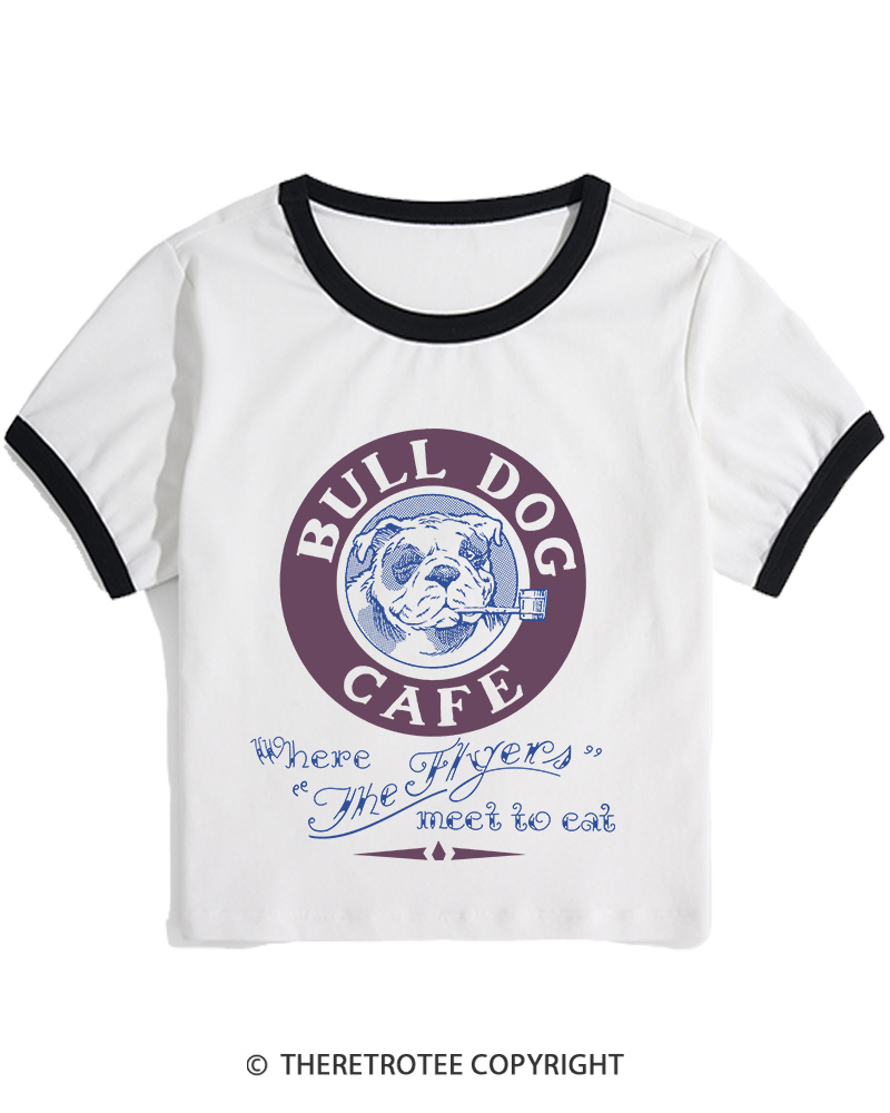 TheRetroTee Bulldog Cafe 1980s Women's Ringer T-shirt