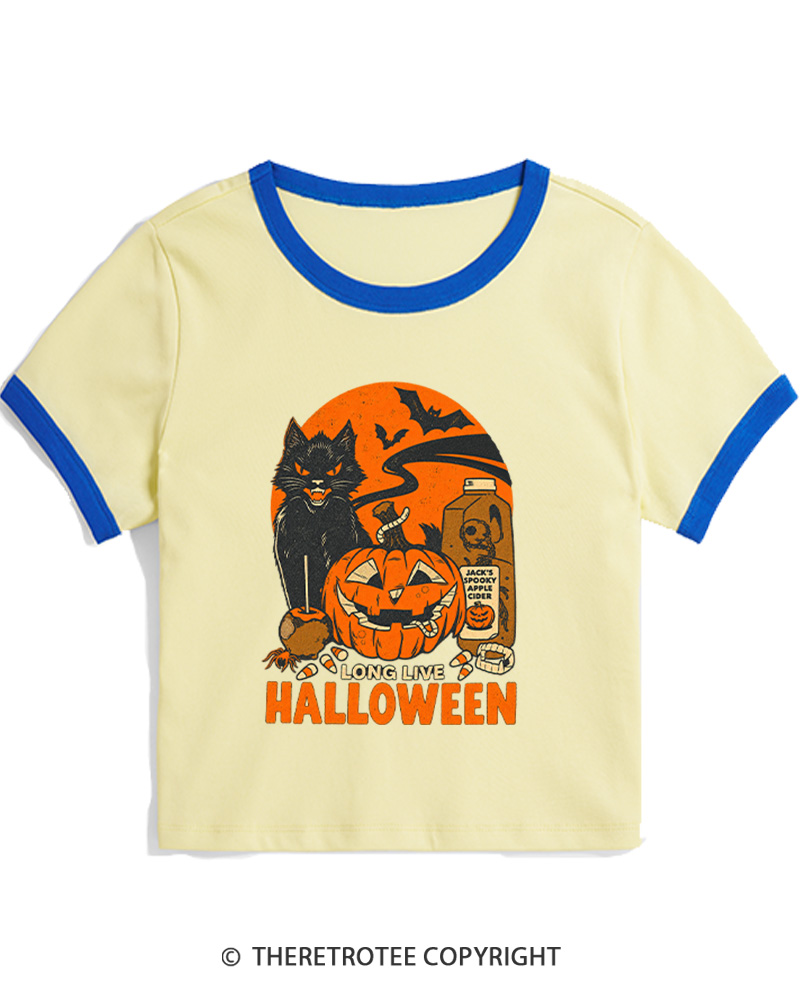 TheRetroTee Long Live Halloween 1960s Women Ringer T-shirt