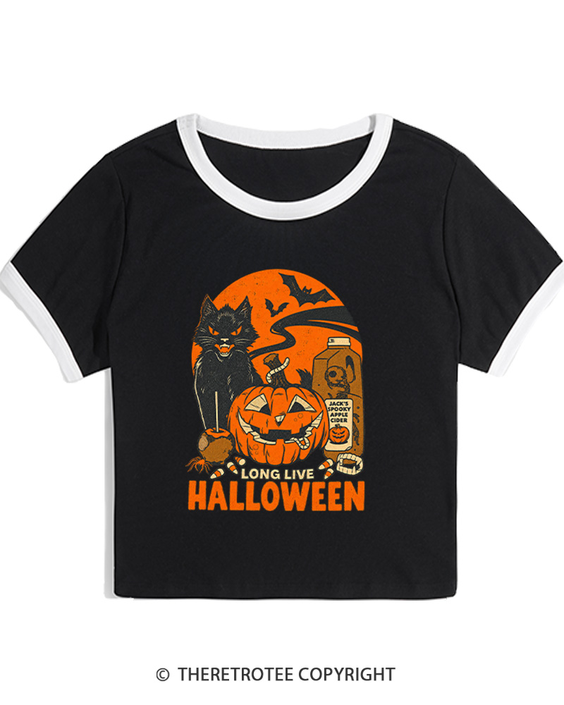 TheRetroTee Long Live Halloween 1960s Women Ringer T-shirt
