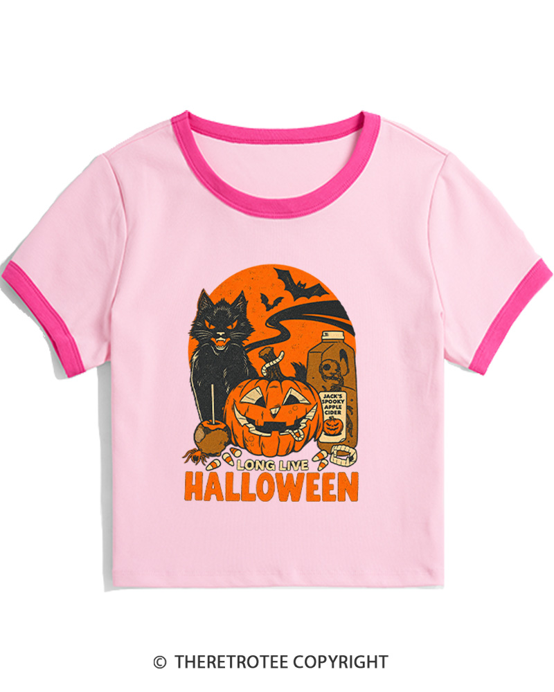 TheRetroTee Long Live Halloween 1960s Women Ringer T-shirt