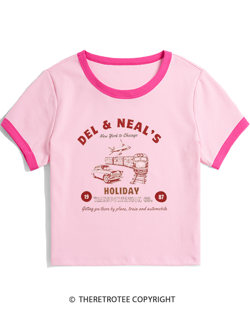 TheRetroTee Planes Trains And Automobiles 1980s Women's Ringer T-Shirt