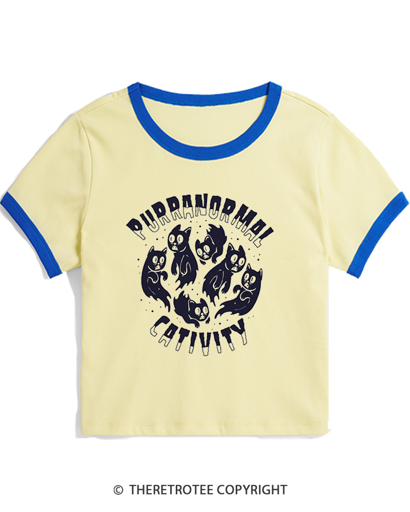 TheRetroTee Purranormal Cativity 1980s Women Ringer T-shirt