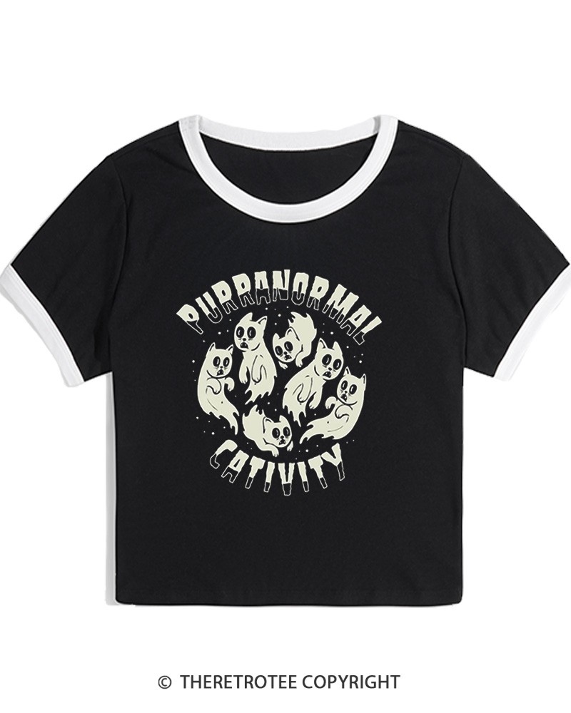 TheRetroTee Purranormal Cativity 1980s Women Ringer T-shirt