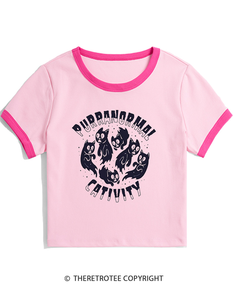 TheRetroTee Purranormal Cativity 1980s Women Ringer T-shirt