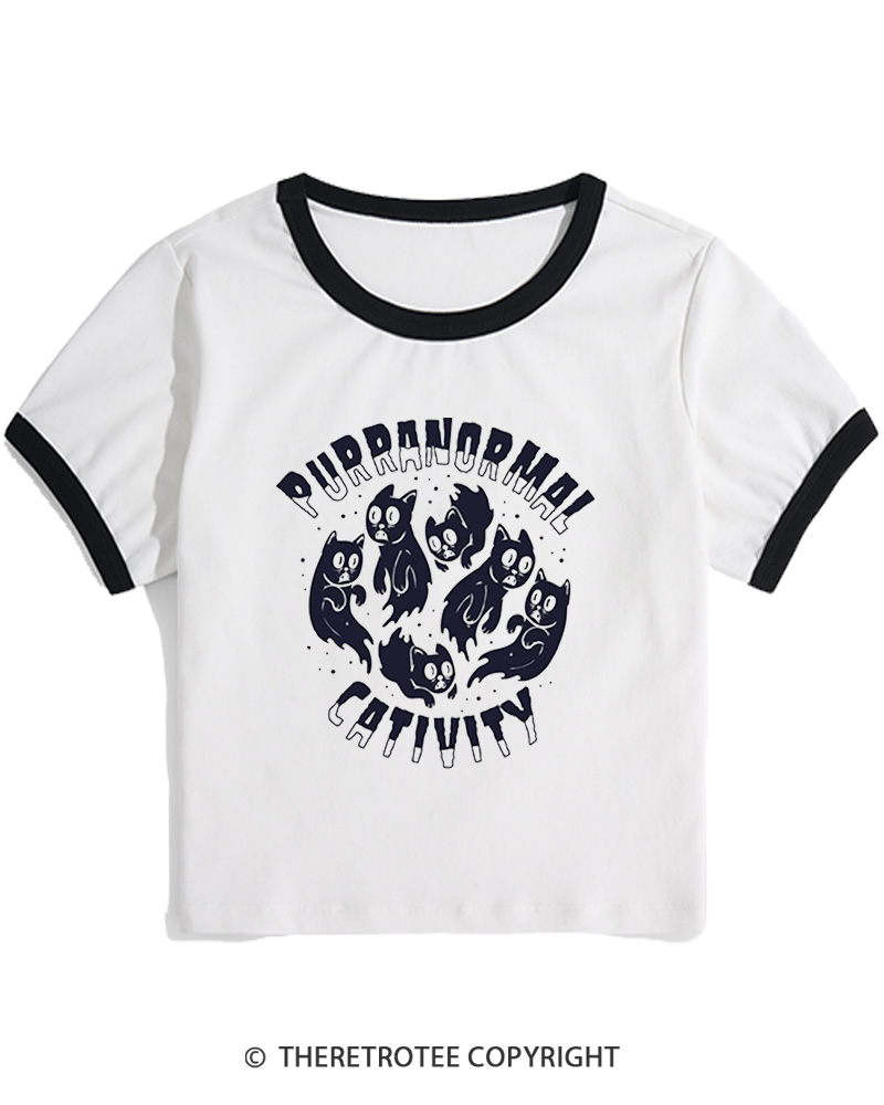 TheRetroTee Purranormal Cativity 1980s Women Ringer T-shirt