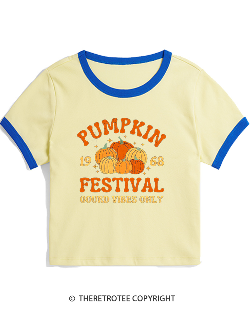 TheRetroTee Retro Pumpkin 1960s Women's Ringer T-Shirt