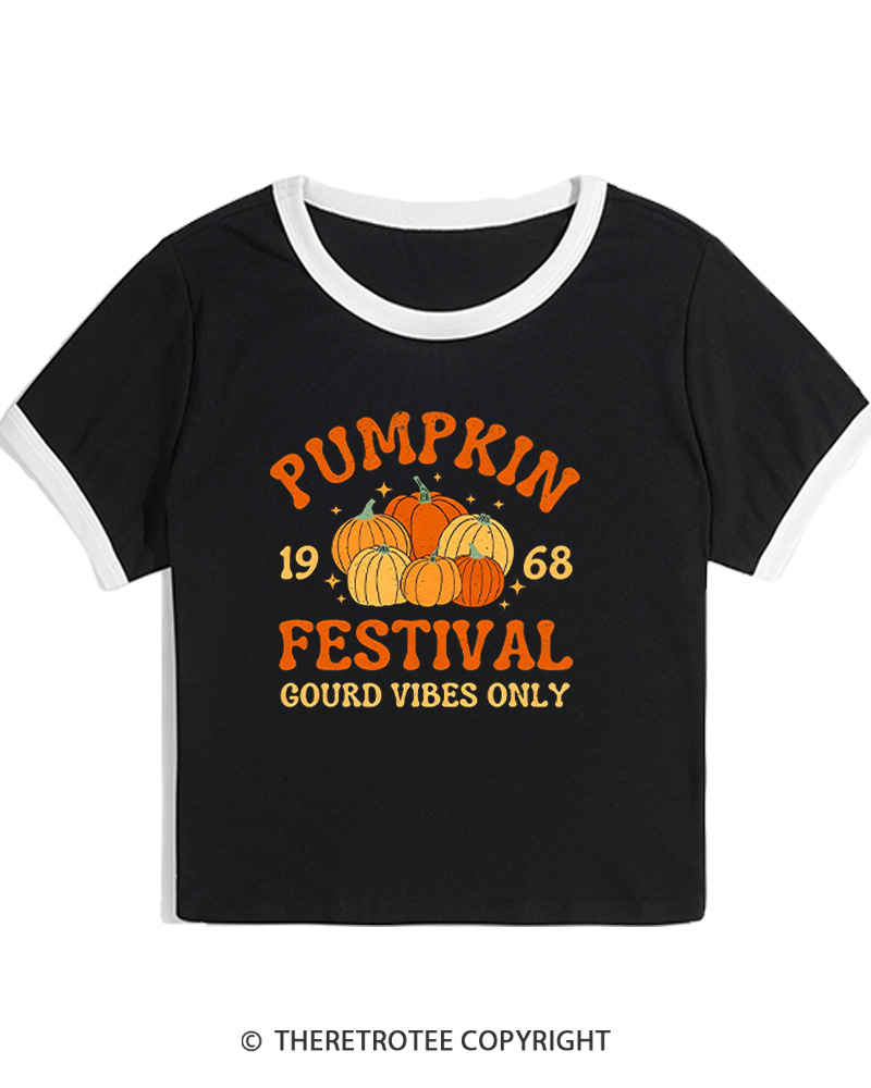 TheRetroTee Retro Pumpkin 1960s Women's Ringer T-Shirt