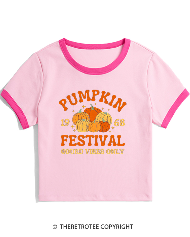 TheRetroTee Retro Pumpkin 1960s Women's Ringer T-Shirt