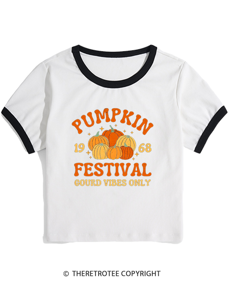 TheRetroTee Retro Pumpkin 1960s Women's Ringer T-Shirt