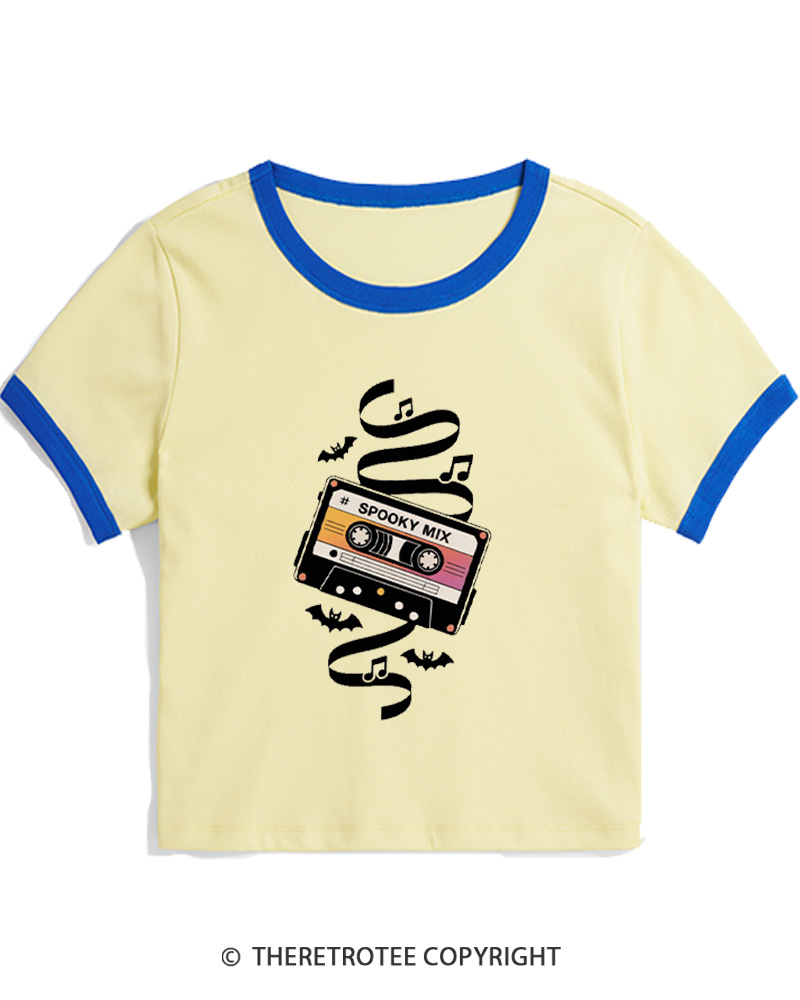 TheRetroTee Spooky Mix 1980s Women Ringer T-shirt
