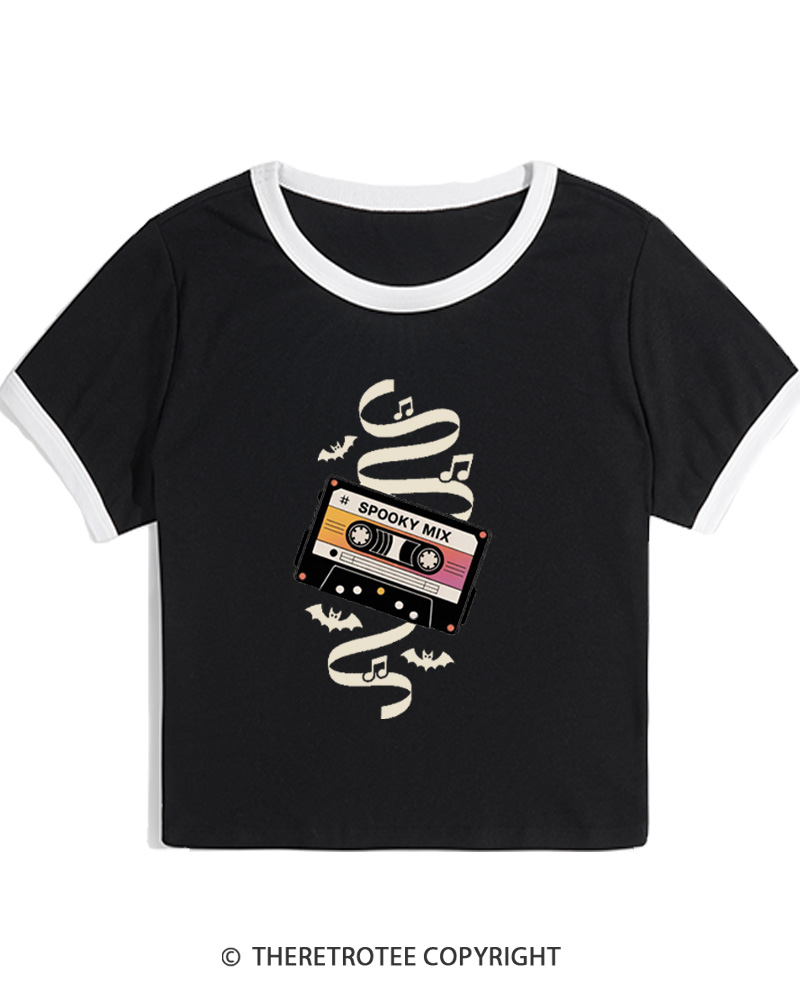 TheRetroTee Spooky Mix 1980s Women Ringer T-shirt
