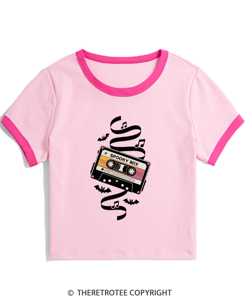 TheRetroTee Spooky Mix 1980s Women Ringer T-shirt