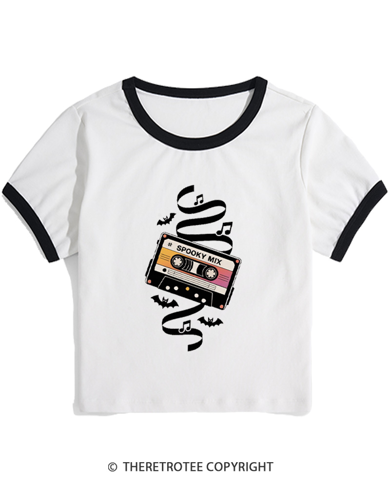 TheRetroTee Spooky Mix 1980s Women Ringer T-shirt